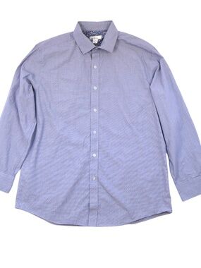 Bar III Slim Fit Button Down Blue Micro Print Shirt Size L
